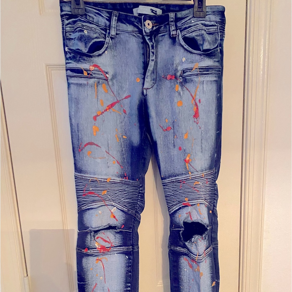 Straight Leg Denim Graphic Jeans Size11/12